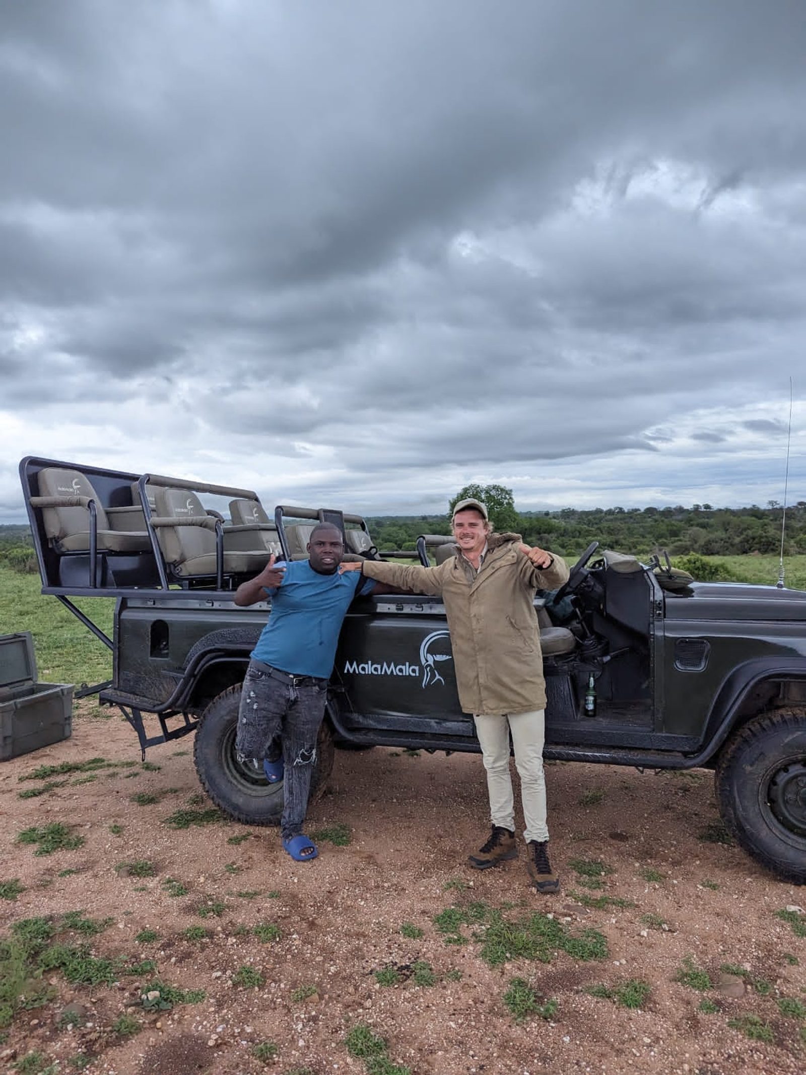 Me with our guide, JJ in the Mala Mala Game Reserve