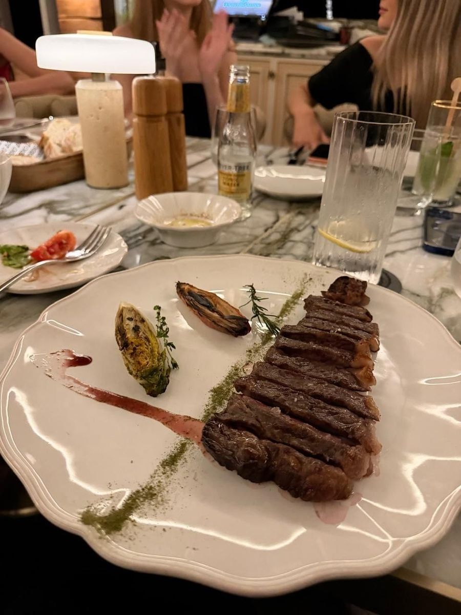 Italian-style sliced beef tagliata with charred endive and herb oil at Four Seasons' Italian restaurant, Mauritius at Anahita