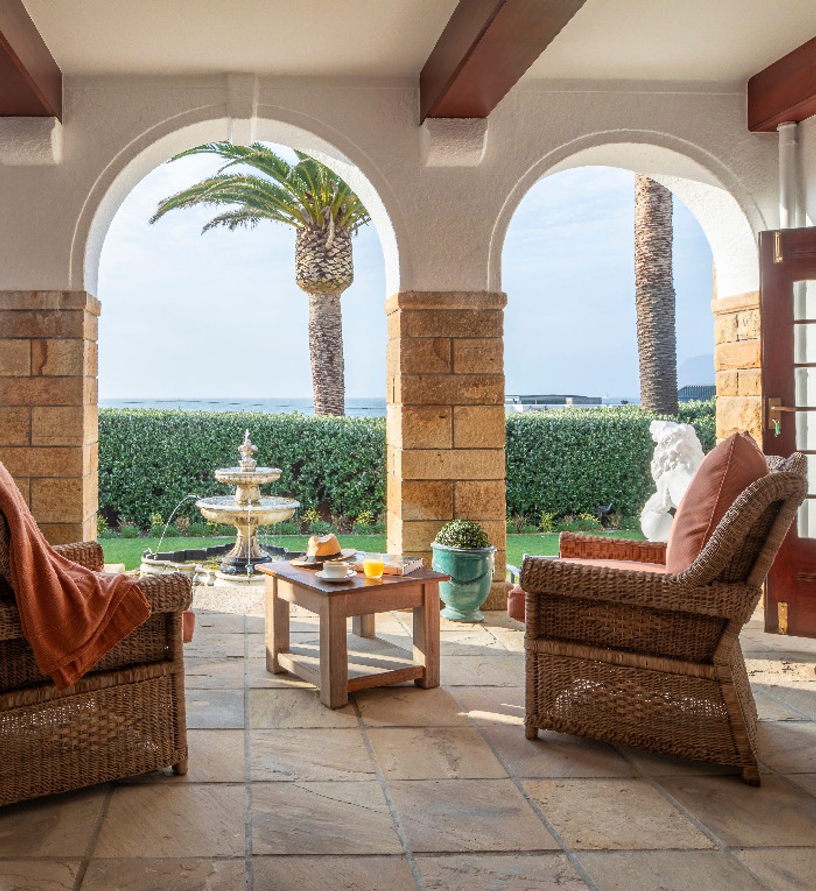 The veranda at St James Manor in Kalk Bay, Cape Town.