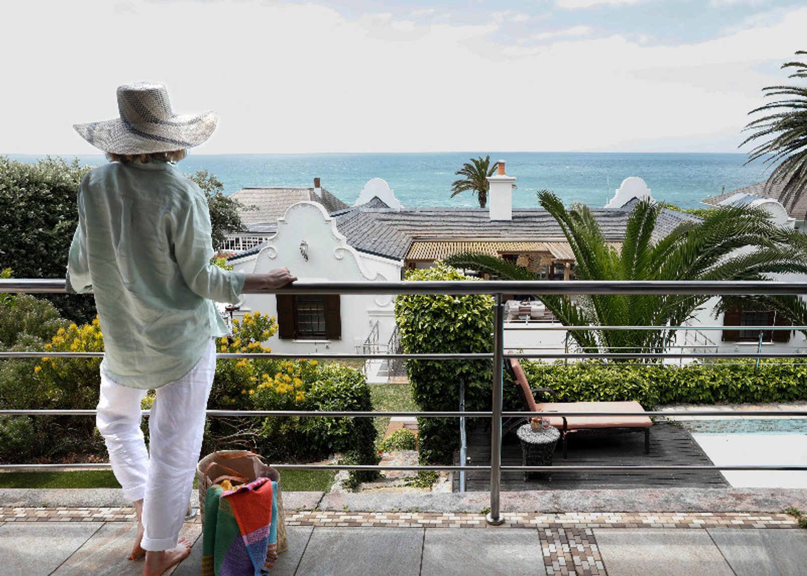 The pool deck at St James Homestead in Kalk Bay, Cape Town.