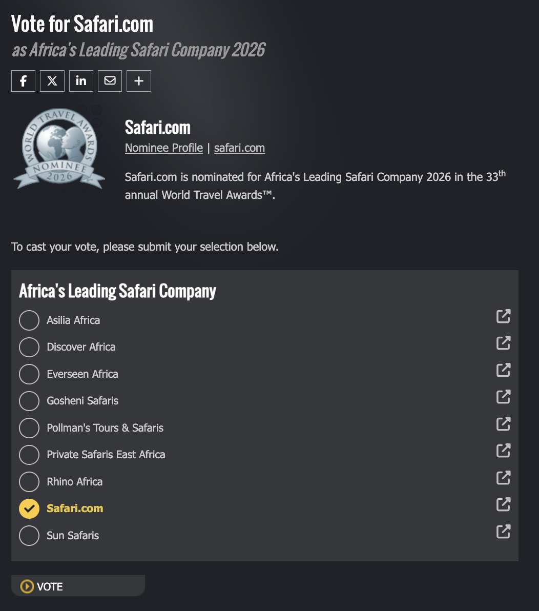 Vote Safari.com for the World Travel Awards 2026